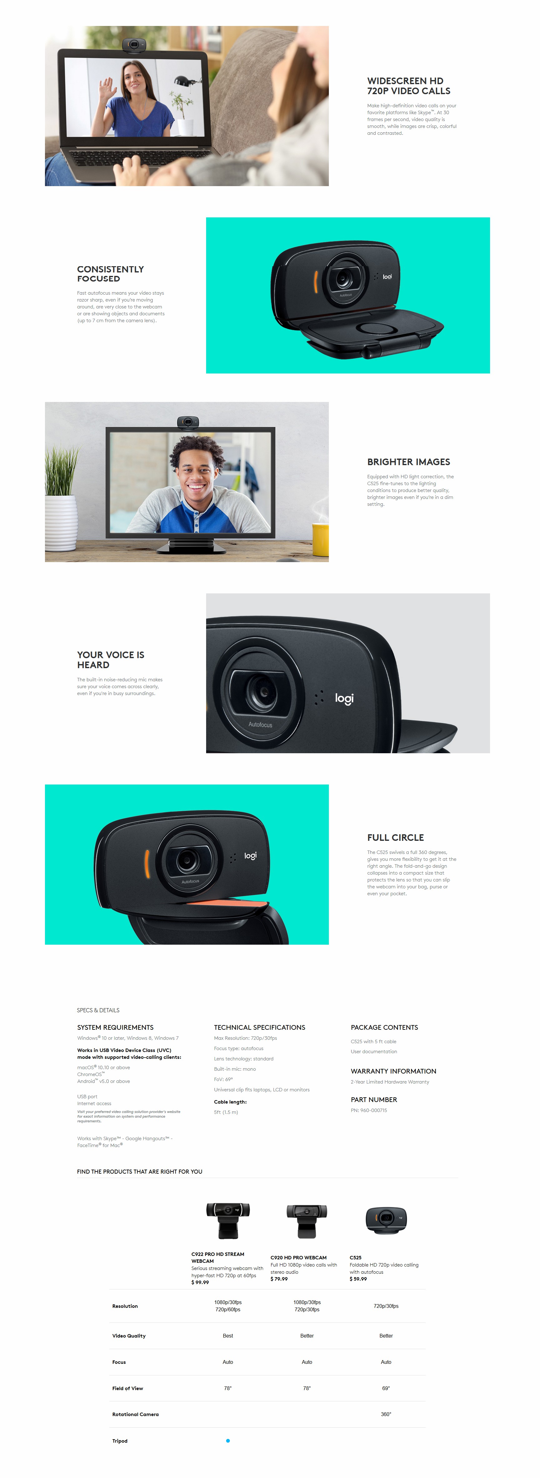 Logitech HD 720p Webcam - 960-000715