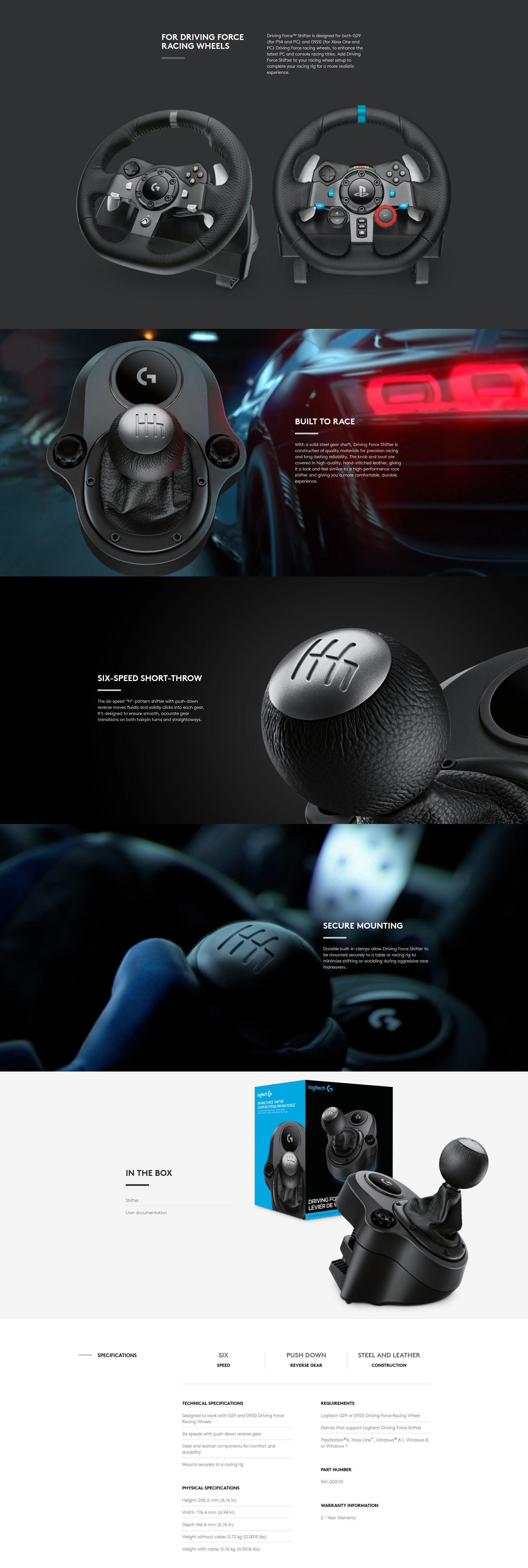 Logitech Driving Force Shifter For G29 and G920 Driving Force