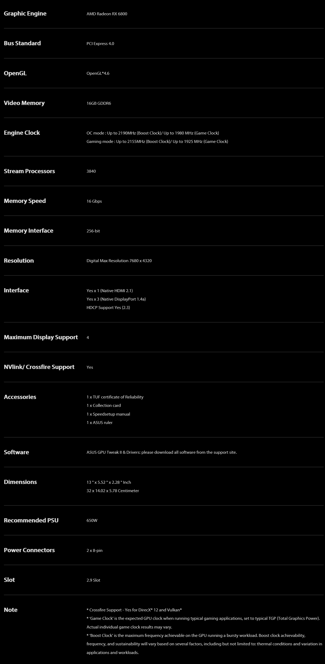 AMD Radeon RX 6800 XT Specs